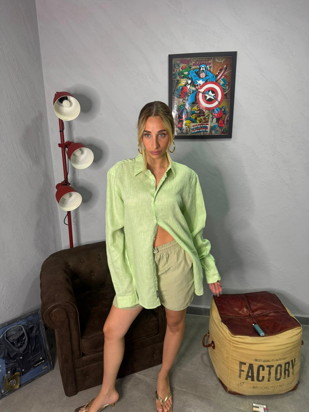 Camicia verde in lino