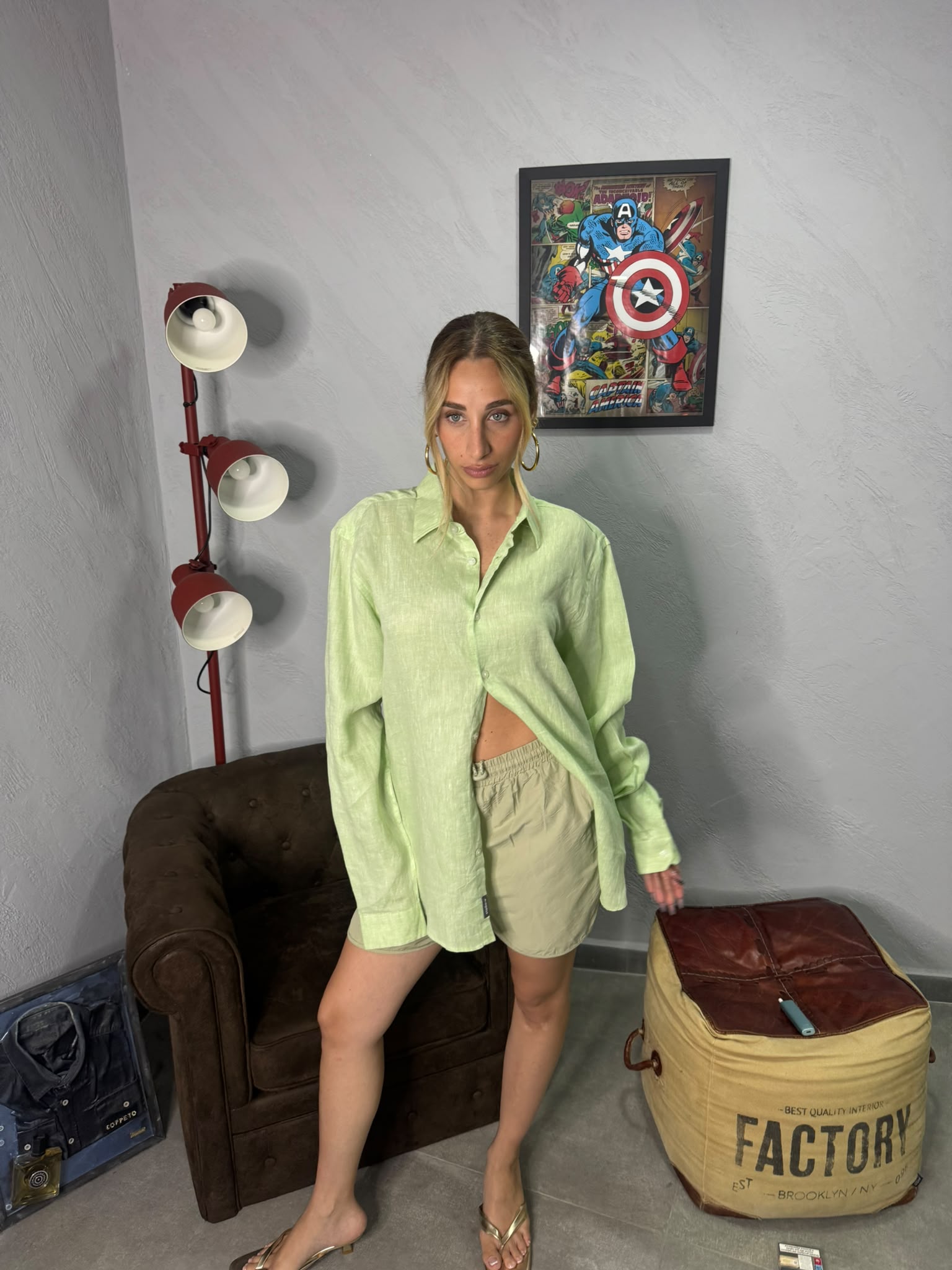 Camicia verde in lino