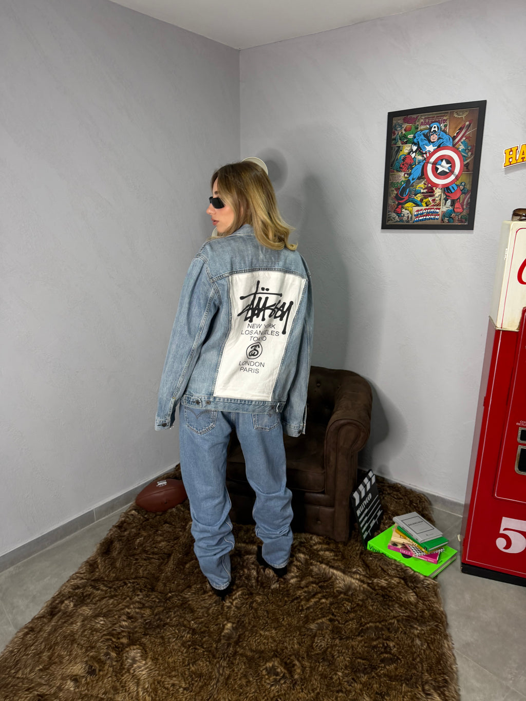 Custom giacca di jeans levi’s X stussy